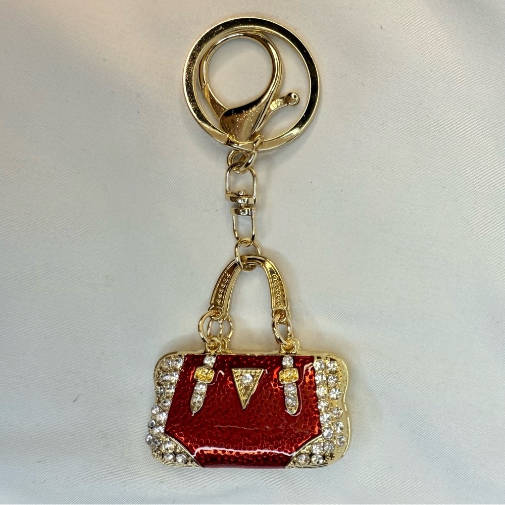 Red and Gold Handbag Keychain/Bag Charm